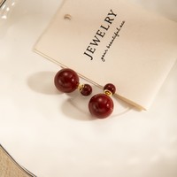 Boucles d'oreilles clous Ancora pour femme en alliage rouge, résine unique avec goutte d'huile, style géométrique rétro, touche d'élégance automnale raffinée