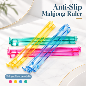Organisateur de tuiles de mahjong en plastique PS transparent, résistant à l'eau, couleur personnalisée, avec poussoir 2-en-1 et règle, accessoires de jeu en gros - Product Image 1