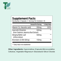 Capsules de Quercétine avec Bromélaïne, Mélange de Vitamine C et d'Ortie, Complément Naturel Quotidien pour le Bien-être, Sans OGM et Sans Gluten