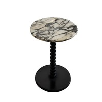 Table basse en bois massif avec marbre Calacatta Violet, design moderne et minimaliste, sur mesure, pour salon, hôtel, bar, par Yushi Group