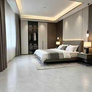 Carrelage en porcelaine mate 400x400mm gris clair aspect ardoise pour salle de bain, cuisine, salon, hôtel - Product Image 3