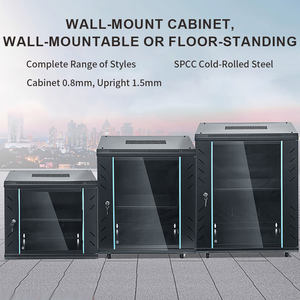 خزانة شبكات للتثبيت على الحائط، رف خادم قائم على الأرض مع باب زجاجي قابل للقفل، رف قابل للتعديل من الفولاذ SPCC لمعدات المراقبة - Product Image 2