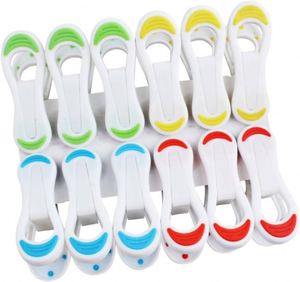 18pcs/bag <b>Plastic</b> Clothes Clip 7.0cm Colored Heavy Duty Clothes Pegs Spring Not Rusty Powerful Living Room Clothes Drying - Product Image 1