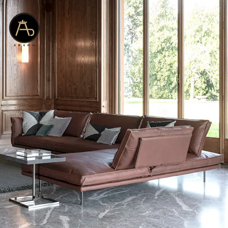 Set Sofa Desain Italia Mewah Modern Perabot Ruang Tamu Ruang Duduk Sofa Bersekat Set 7 Tempat Duduk Sofa Bentuk L