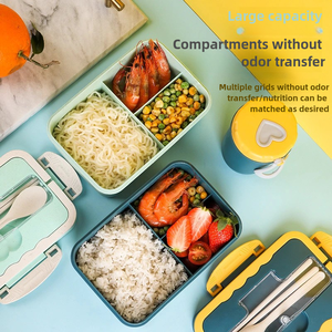 Boîte à lunch en paille de blé sans BPA, compatible micro-ondes, avec <span class=keywords><strong>sac</strong></span>, pour adultes et enfants - Product Image 3