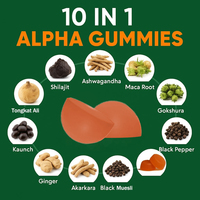 Gummies Naturelles OEM à Marque Blanche 10-en-1 Alpha Gummy Pure 4000mg Résine de Shilajit de l'Himalaya avec KSM 66 Ashwagandha pour Hommes