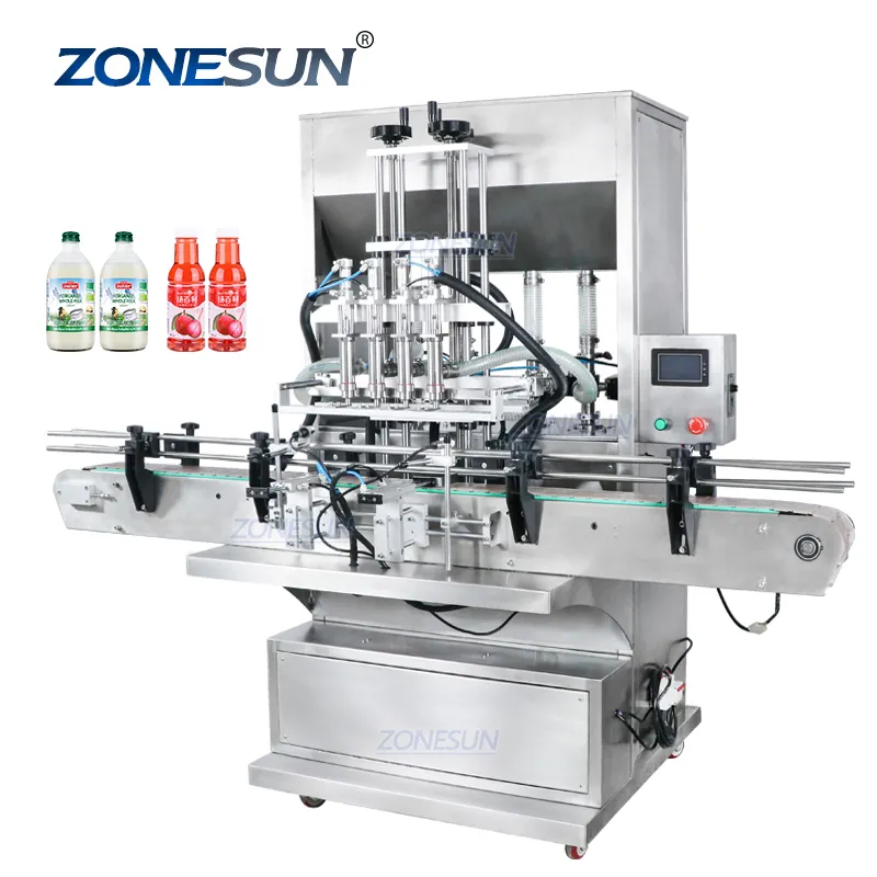 ZONESUN ZS-SV4GB स्वचालित क्रीम केचप बोतल मिर्च सॉस जाम इमदादी तरल <span class=keywords><strong>पानी</strong></span> दूध रस मात्रात्मक भरने की मशीन