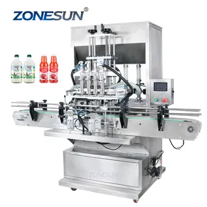 ZONESUN ZS-SV4GB Automatico Crema di Panna Ketchup Bottiglia Salsa di Peperoncino Marmellata Servo Liquido Acqua di Succo Di Frutta Latte Macchina Di Rifornimento Quantitativa