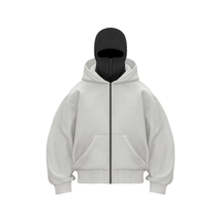 Sudadera con capucha con logotipo personalizado bordado para hombre, pasamontañas de gángster, jersey con cremallera completa de doble capa, diseño de talla grande en 3D