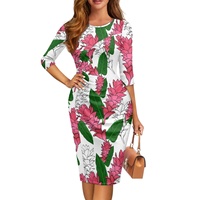 Personnalisation exclusive Hawaii Fashion Plants Gin Gers Printing Plus Size Casual Women's Bodycon Dress Print on Demand