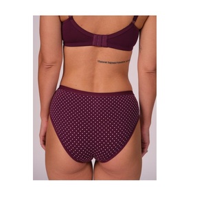 Culottes hipster pour femmes de haute qualité, taille mi-haute, en coton violet foncé à pois, avec ceinture élastique imprimée tendance - Product Image 4