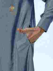 Al Haramain <b>Men</b> <b>Thobe</b> Long Sleeve Cotton Prayer Robe Solid Color Floor Length Modest Style Middle East Traditional looks - Product Image 5