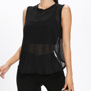 Ensembles de débardeurs de yoga pour femmes à séchage rapide, en maille jacquard, avec col sans manches et logo frontal, pour l'exercice et la course à pied - Product Image 3