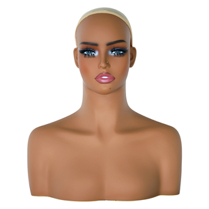Tête de Mannequin Réaliste en PVC Premium MCY avec Épaules, Peau Mate, Présentoir à Perruques et Bijoux, Prête pour le Dropshipping - Product Image 1