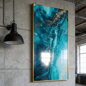 Pintura de Porcelana de Cristal Personalizada de Alta Calidad, Arte de Pared LED, Decoración de Pared en Oferta, Diseño Abstracto de Olas, Decoración del Hogar - Product Image 2