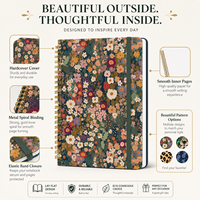 Carnet à spirale personnalisé en gros avec couverture rigide florale, bande élastique, impression numérique, papier fantaisie et artistique pour bureau, école, cadeau