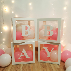 Transparent Letter Baby Shower Box Birthday Wedding Custom Name Balloon Box 1st Birthday Party Decorations Kids Babyshower Girl