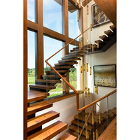 Escalier en verre pour la maison, design grillagé, escalier en spirale, escalier en forme de L