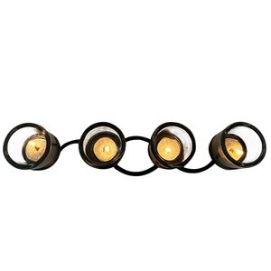 Set di Portacandele in Metallo con 4 Tazze in Vetro per Tealight, Cornice Nera, Centrotavola Decorativo - Product Image 4