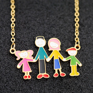 Famiglia personalizzata in acciaio inossidabile gioielli dolci padre madre e bambini collana collana famiglia smalto - Product Image 5