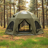 Tente de camping gonflable imperméable de 25 m² pour quatre saisons, grand espace pour dormir en extérieur, abri privé, design surélevé