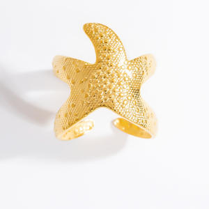 Anillos de Moda Chapados en Oro con Diseño de Estrella de Mar y Sol, Joyería para Mujer, Regalo, Diseño Geométrico, Líneas Irregulares, Estilo Hueco - Product Image 5