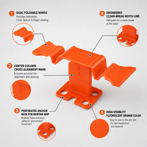 Clips de nivellement pliables en plastique orange de 2 mm de marque OEM, entretoises croisées pour carrelage mural et de sol, vente en gros - Product Image 1