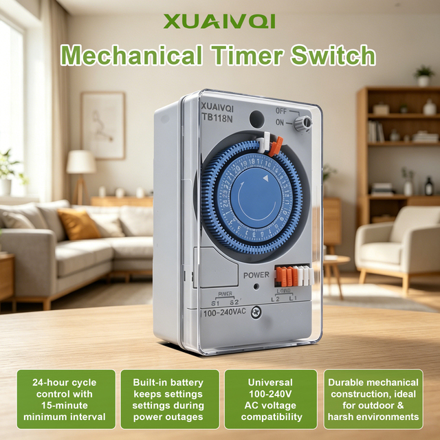 OEM Factory 24 Hour Mechanical Time Switch 240V 15A High Power Analog Timer Control Switch for Swimming Pool Pump Light