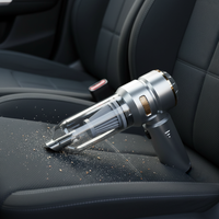 Aspirateur de voiture sans fil portable ABS - Rechargeable par USB - Couleur argent - Capacité 0,5L-1L - Autonomie 30 min - Trois vitesses - 21x20x7cm