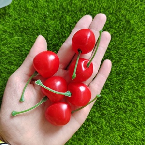 Realista Fruit <span class=keywords><strong>Red</strong></span> Dark <span class=keywords><strong>Red</strong></span> 3D Cherry Fruta em miniatura para Cupcake Muffin Fruit Decoração Photo Prop Dollhouse - Product Image 4
