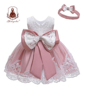 Vestido con lazo grande para bebés, ropa para niñas de 6 a 12 <span class=keywords><strong>meses</strong></span>, trajes Les Des Enfant para fiesta de cumpleaños, vestidos de flores para niñas de 1 a 6 años - Product Image 1