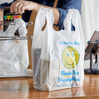 Sacs de courses promotionnels en plastique avec poignées gilet, logo personnalisé pour l'emballage des supermarchés et des épiceries