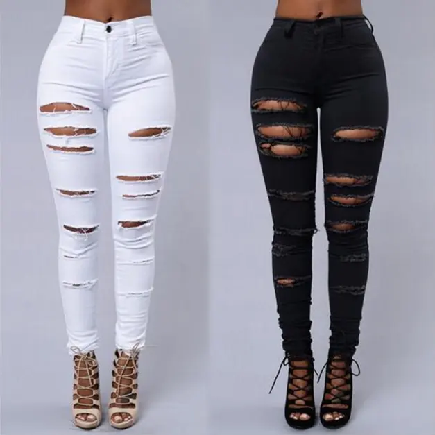 Женские Модные индивидуальные леггинсы, женские эластичные потертые облегающие джинсы, Стрейчевые брюки, рваные брюки
