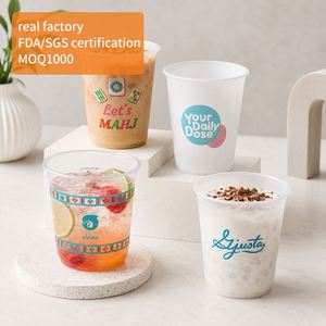 Gobelet en plastique PP pour jus pressé à froid, 16 oz, diamètre 90 mm, avec estampage doré personnalisé, anti-fuite - Product Image 1