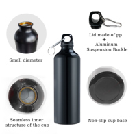 Bouteille d'eau sport en aluminium personnalisée avec nom imprimé, sans BPA, 500 ml, avec logo, compatible eau bouillante, 750 ml