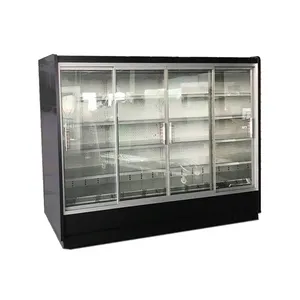 Puerta corredera de cristal para verduras y leche, equipo de refrigeración, puerta de cristal con cierre automático, enfriadores con pantalla