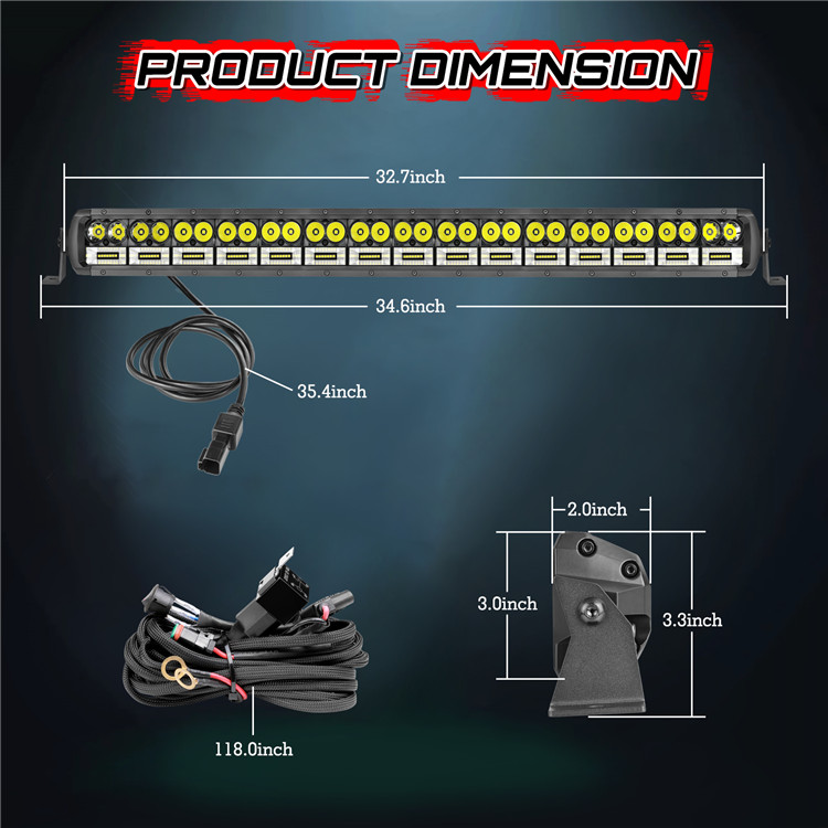 34 Inch Car Roof Racks Dual Row 3D 4D 5D Led Light Bar And High Quality Wire Harness