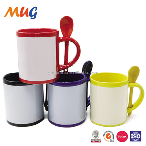 <span class=keywords><strong>Taza</strong></span> de promoción de <span class=keywords><strong>taza</strong></span> de sublimación de cerámica colorida de 11oz <span class=keywords><strong>con</strong></span> parche blanco y cuchara - Product Image 3