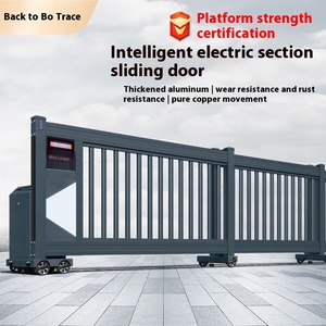 Porte coulissante électrique <span class=keywords><strong>en</strong></span> alliage d'aluminium, sectionnelle télescopique automatique, portail droit naturel, directement du fabricant - Product Image 3