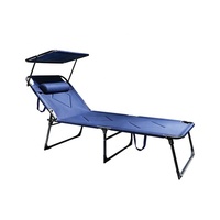 Chaises pliantes réglables pour l'extérieur, chaises inclinables pour la piscine, la plage, le camping, lit de camp pour la pelouse avec auvent