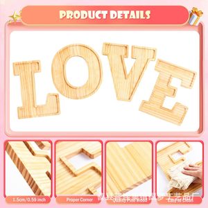 Bandeja de madera para cartas de amor, para servir aperitivos en bodas, plato decorativo para frutas, diseño de madera natural sin acabar - Product Image 3