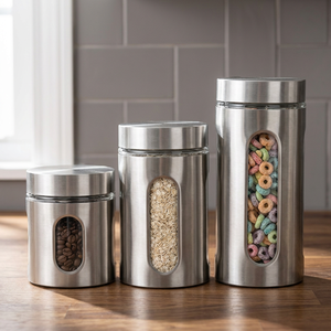 Recipientes de Almacenamiento de Alimentos de Acero Inoxidable, Herméticos, Redondos, Diseño Minimalista para Uso en la Cocina - Product Image 6