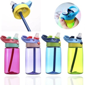 Botella de Agua de Plástico Colorida con Pajita, Botella de Agua Infantil para la Escuela de 480 ml, con Diseño de Dibujos Animados - Product Image 2