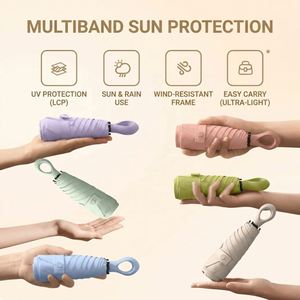Mini parapluie pliant cinq volets pour femme, protection UV, imperméable, portable, cadeau d'affaires personnalisable - Product Image 4