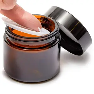 8 oz Amber Plastic Cosmetic Jars Leak Proof Container with Black Lid for Cream Lotion Powder Ointment Beauty Products