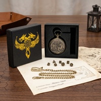 Jeu de dés miniatures en métal pour jeu de rôle Chevalier Fantaisie vs Dragon avec étui montre de poche
