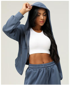 Chaqueta con Capucha RUIQUWIN Personalizada, Nueva, de Primavera, Manga Larga, con Cremallera Delantera, para Correr, Hacer Ejercicio, con Cordón Ajustable para Mujer - Product Image 2