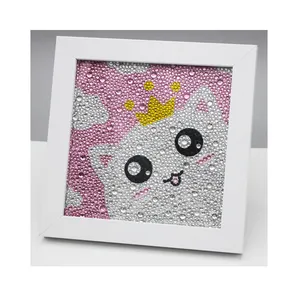 5d Cartoon Diamond Painting Kits For Kids Diy Diamond Embroidery Crown White Cat Picture Creative Handicrafts Home Desktop Decor