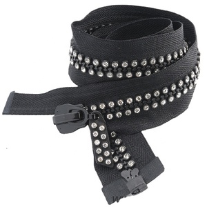 <span class=keywords><strong>Fermeture</strong></span> éclair en diamant noir à <span class=keywords><strong>double</strong></span> pierre, <span class=keywords><strong>fermeture</strong></span> éclair ouverte - Product Image 2