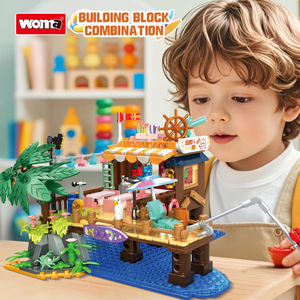 WOMA Bricks Go Fishing Lighthouse Beach House Building Blocks Set with <b>Boat</b> 603 Pieces(#41136) - Product Image 4